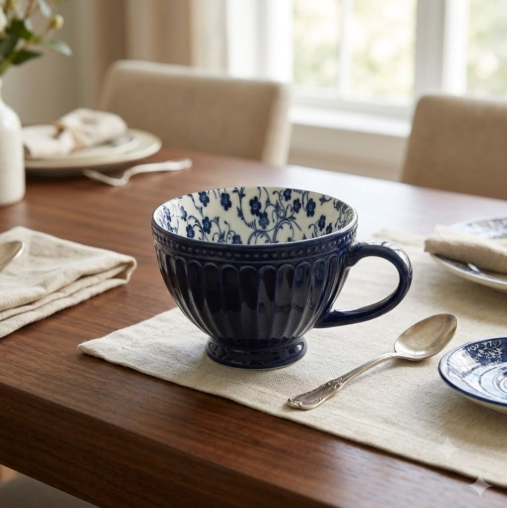 Danny Home Blue Flower 400ml Porcelain Mug