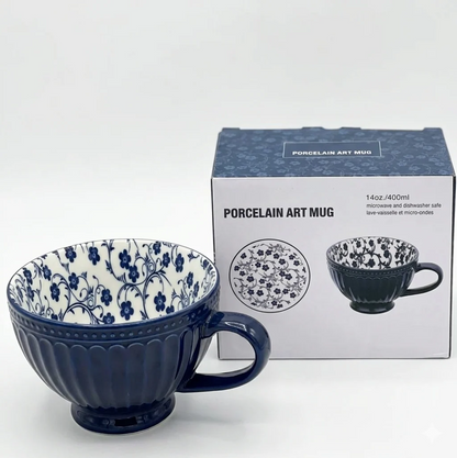 Danny Home Blue Flower 400ml Porcelain Mug
