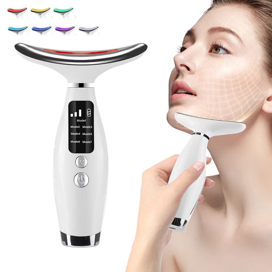 Rechargeable LED Facial Massager for Face & Neck - Vibrating Massager
