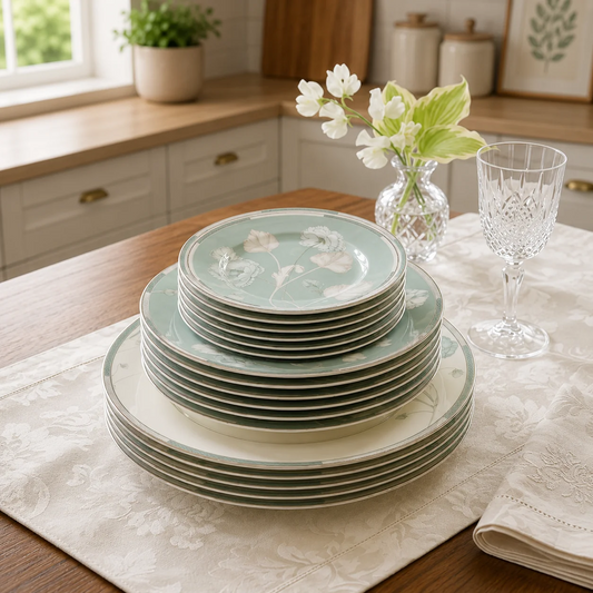 Bone China Plate Set – 18 Pieces Floral Dinnerware