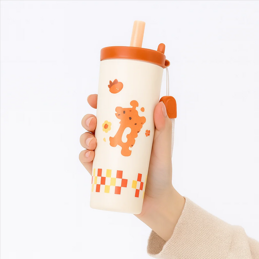 Kids Cartoon Straw Tumbler – 800ml